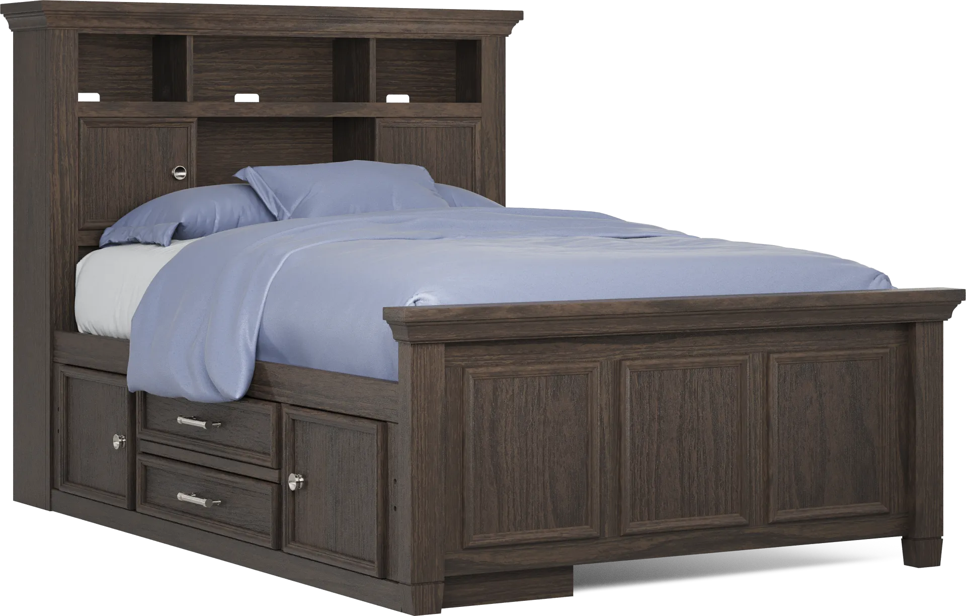 Kids Canyon Lake Java Full Bookcase Bed with Storage Side Rail - Image 2