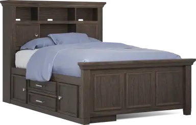 full bookcase bed w storage rail