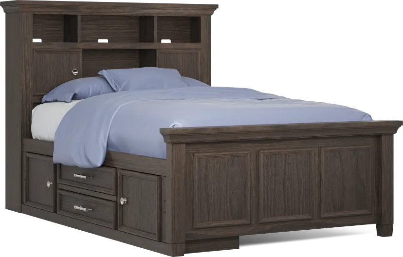 Kids Canyon Lake Java Full Bookcase Bed with Storage Side Rail