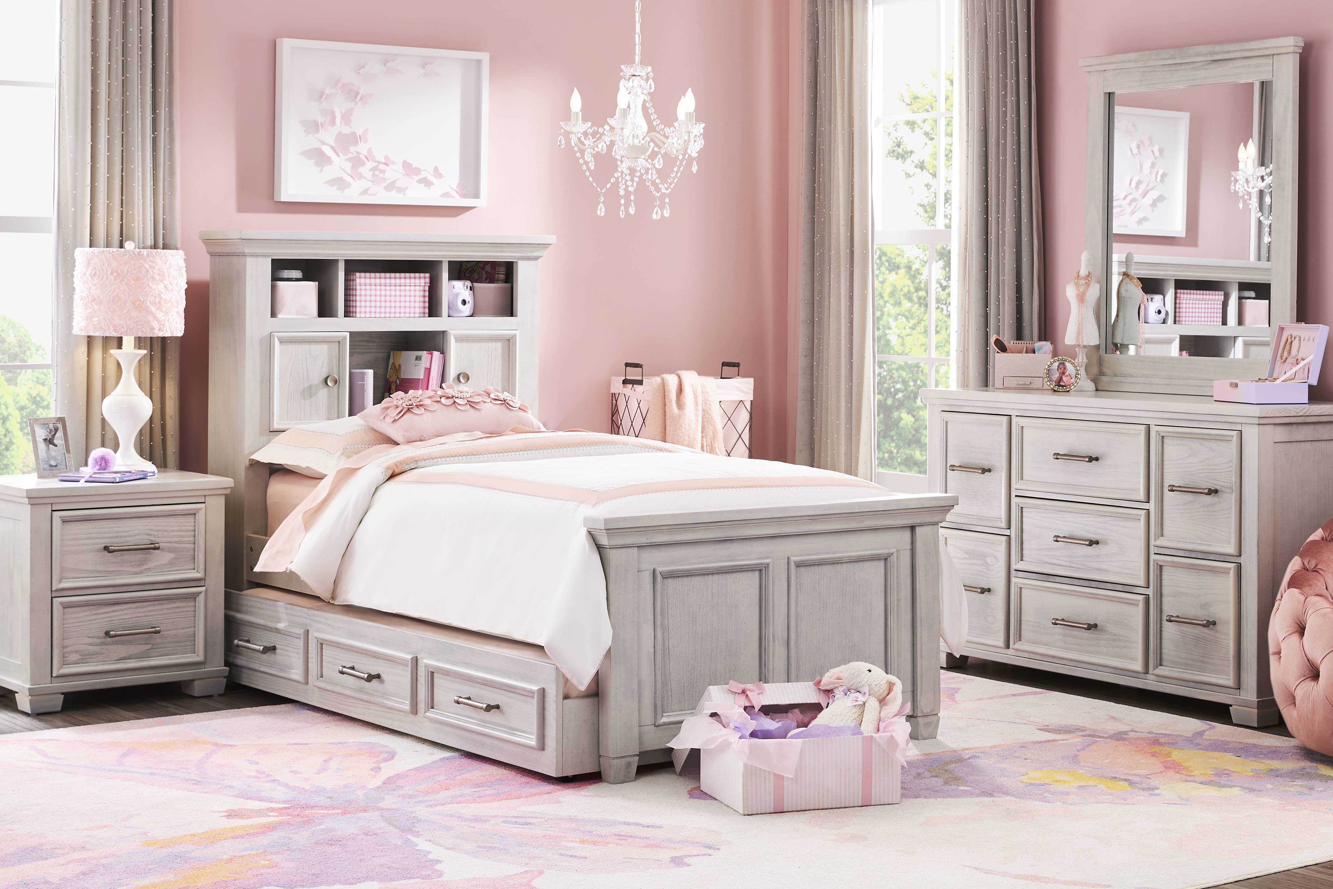Kids Canyon Lake Ash Gray Twin Bookcase Bed - Thumbnail - Image 2