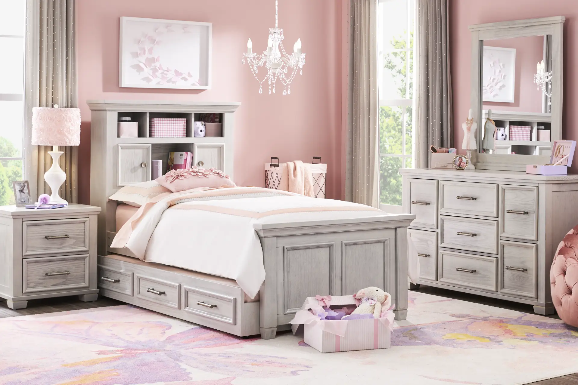 Kids Canyon Lake Ash Gray Twin Bookcase Bedroom