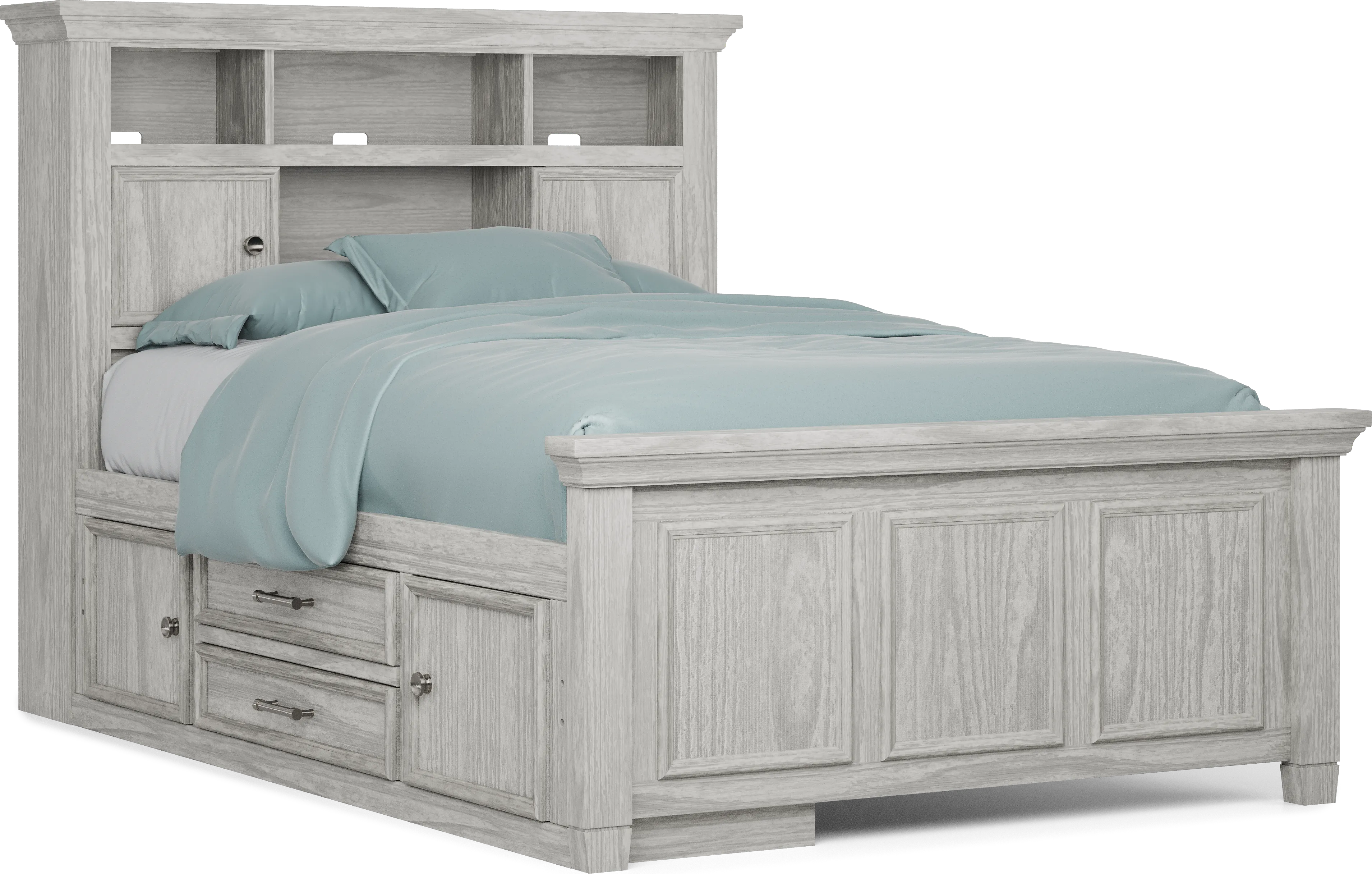 Kids Canyon Lake Ash Gray 5 Pc Full Bookcase Bedroom with Storage Side Rail - Thumbnail - Image 2