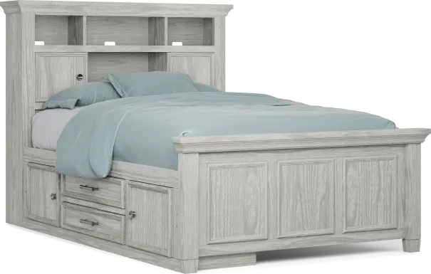 Kids Canyon Lake Ash Gray Full Bookcase Bed with Storage Side Rail