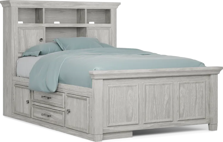 full bookcase bed w storage rail