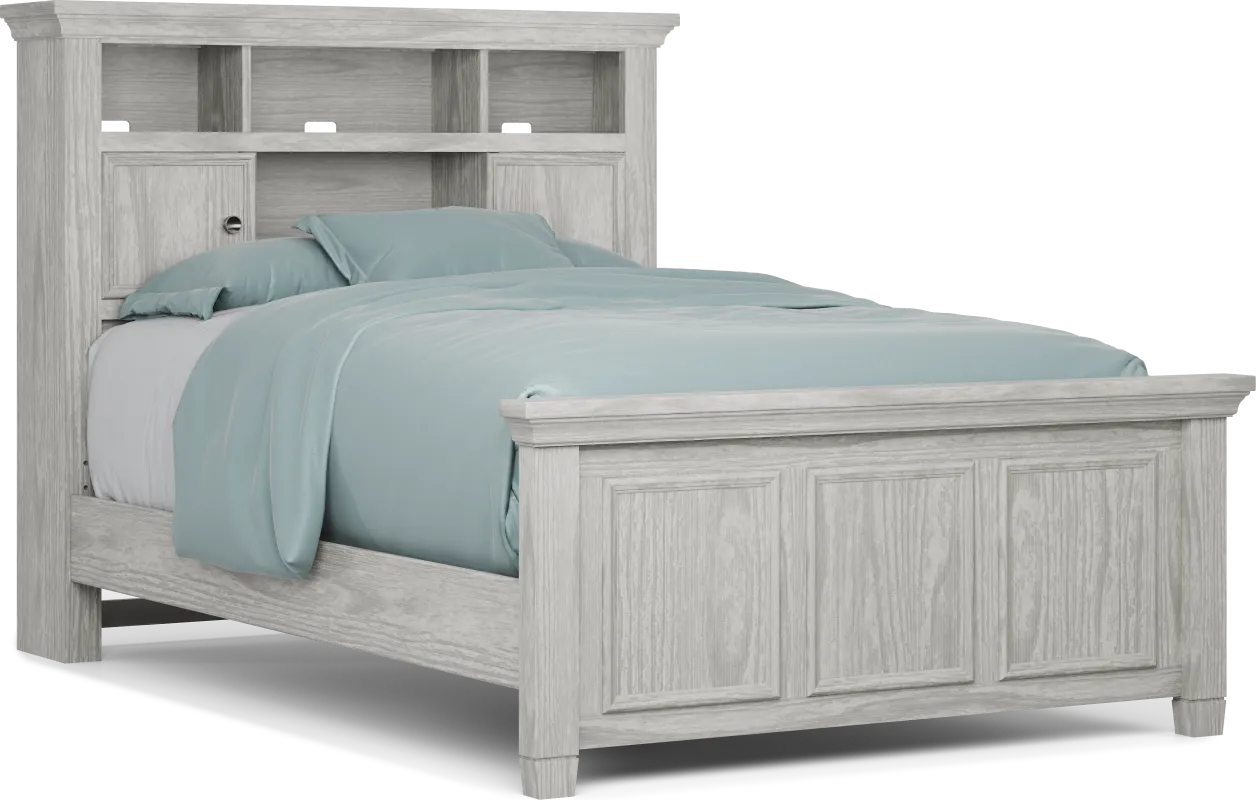 Kids Canyon Lake Ash Gray Full Bookcase Bed