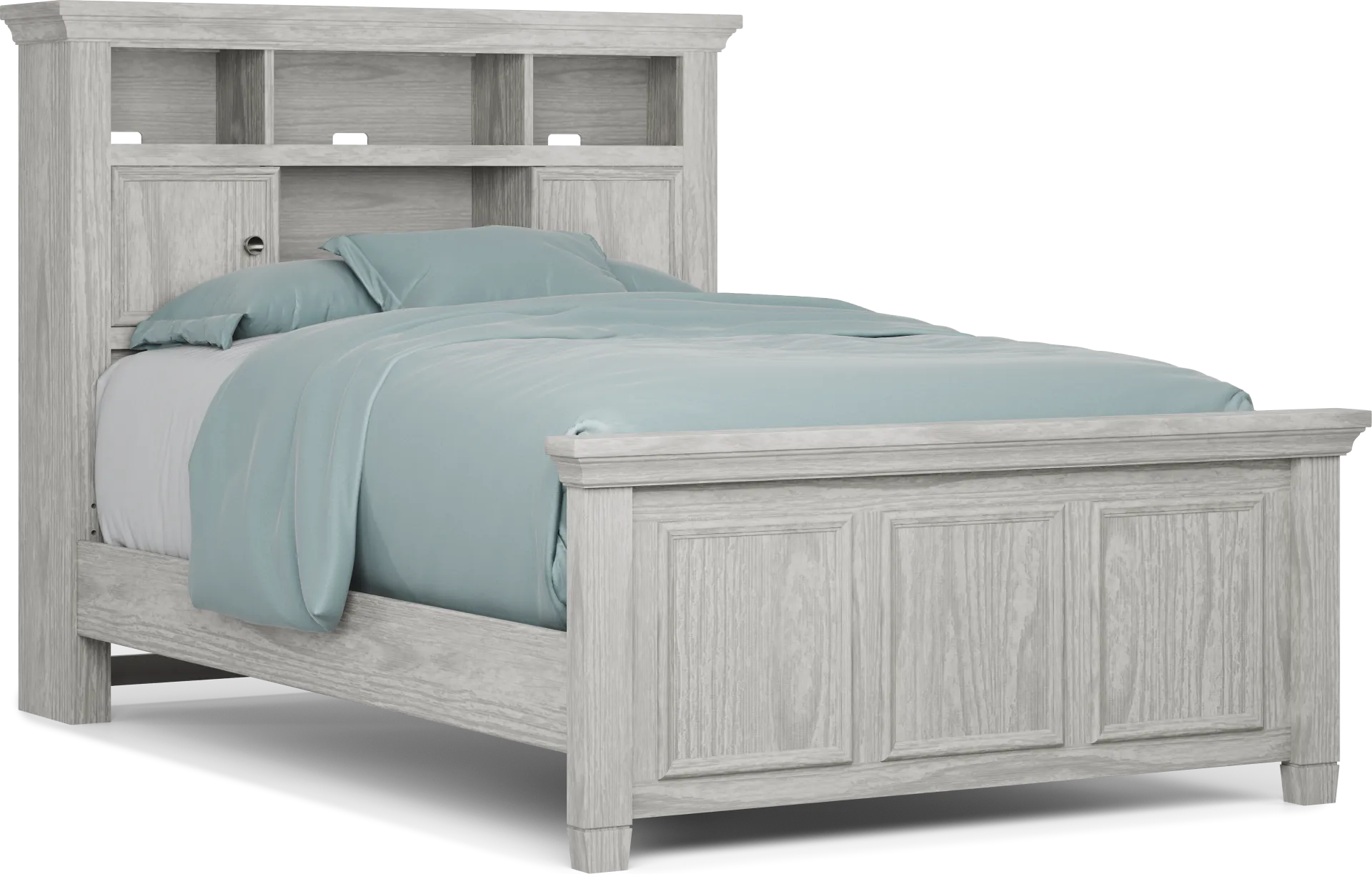 Kids Canyon Lake Ash Gray Full Bookcase Bed - Image 1