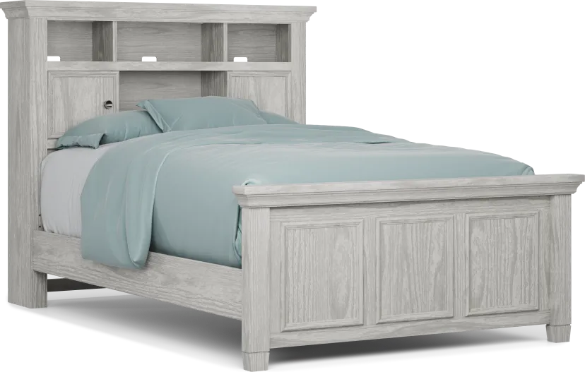 Kids Canyon Lake Ash Gray Full Bookcase Bed