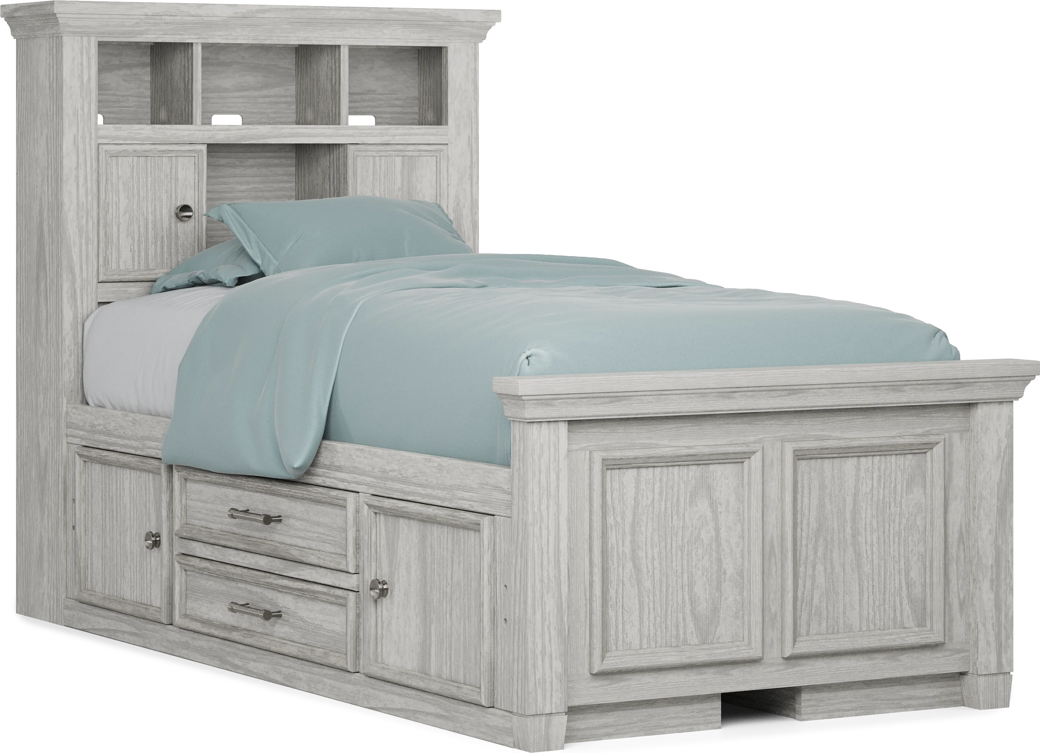 Kids Canyon Lake Ash Gray Twin Bookcase Bedroom with 2 Storage Side Rails - Thumbnail - Image 2