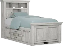 twin bookcase bed w 2 storage rails