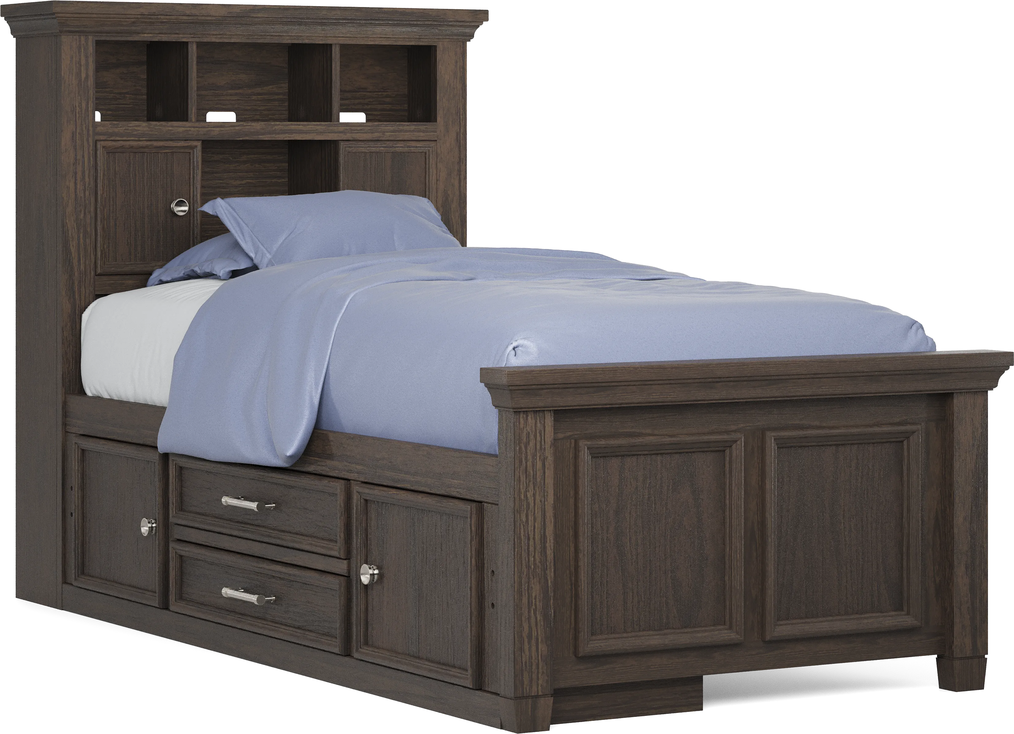 Kids Canyon Lake Java Twin Bookcase Bed with Storage Side Rail - Thumbnail - Image 1