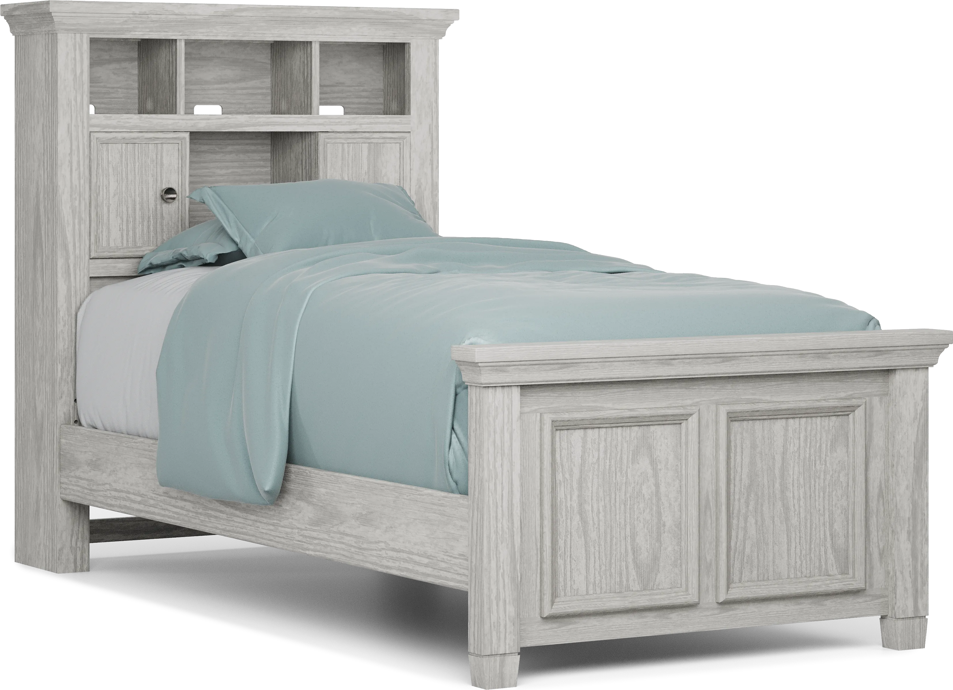 Kids Canyon Lake Ash Gray Twin Bookcase Bed - Thumbnail - Image 1