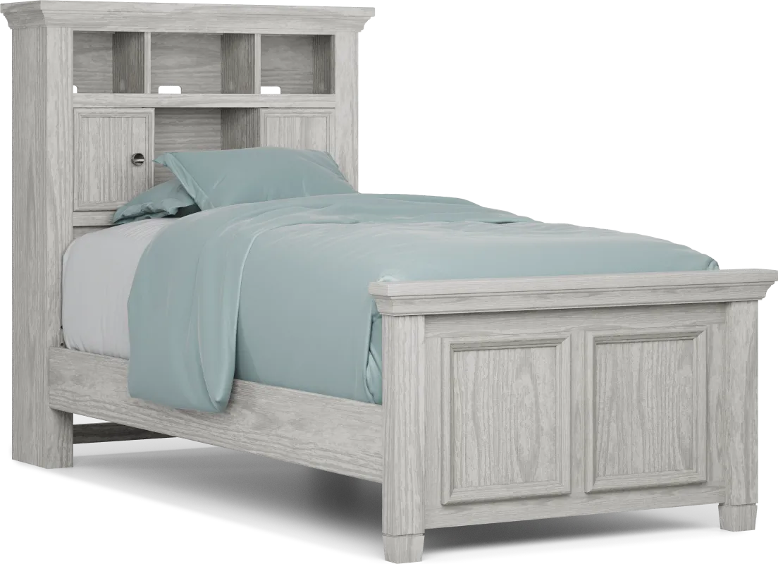 Kids Canyon Lake Ash Gray Twin Bookcase Bed