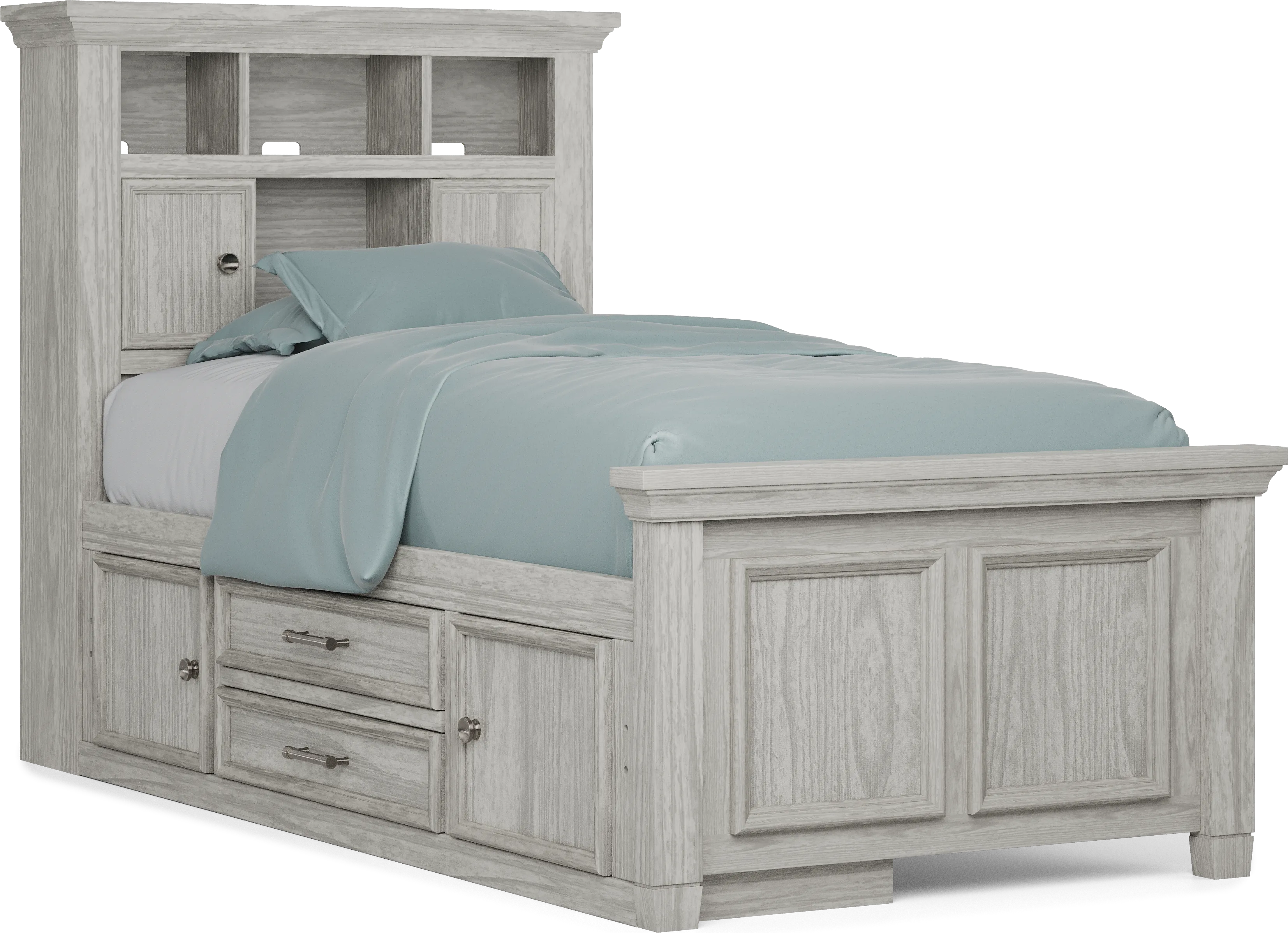 Kids Canyon Lake Ash Gray Twin Bookcase Bedroom with Storage Side Rail - Thumbnail - Image 2