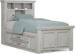 twin bookcase bed with storage rail