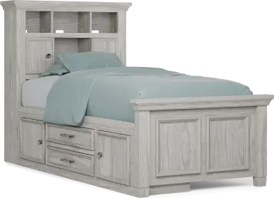 twin bookcase bed with storage rail