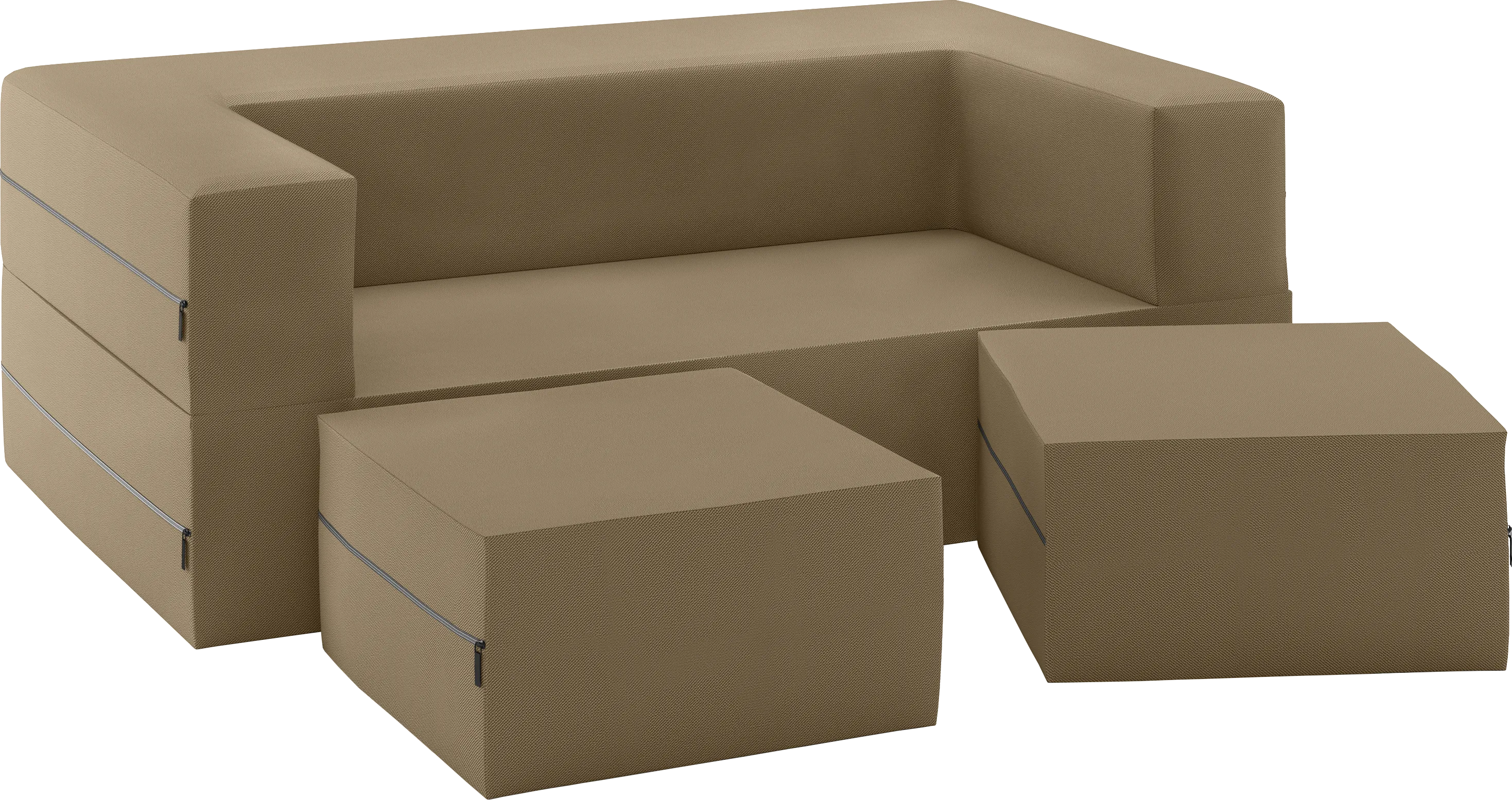 Kids Alfy Brown Loveseat & Ottomans Set - Thumbnail - Image 1