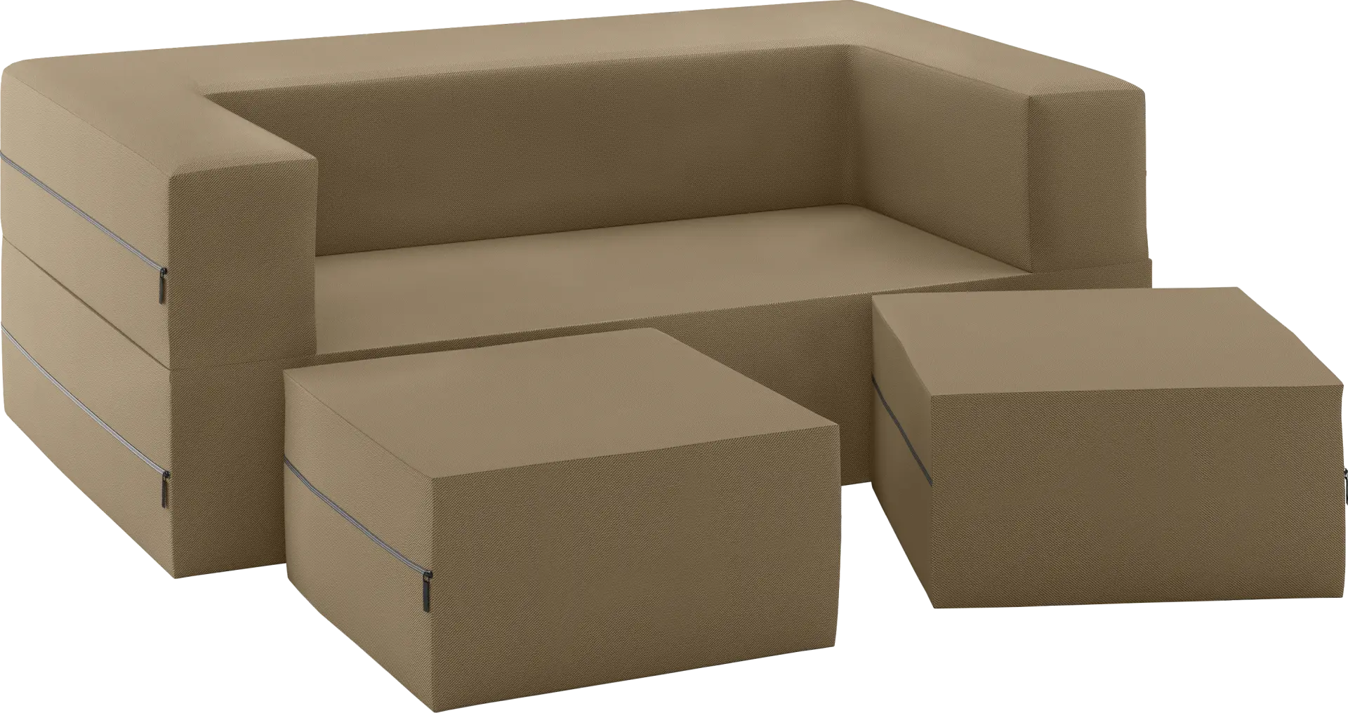 Kids Alfy Brown Loveseat & Ottomans Set