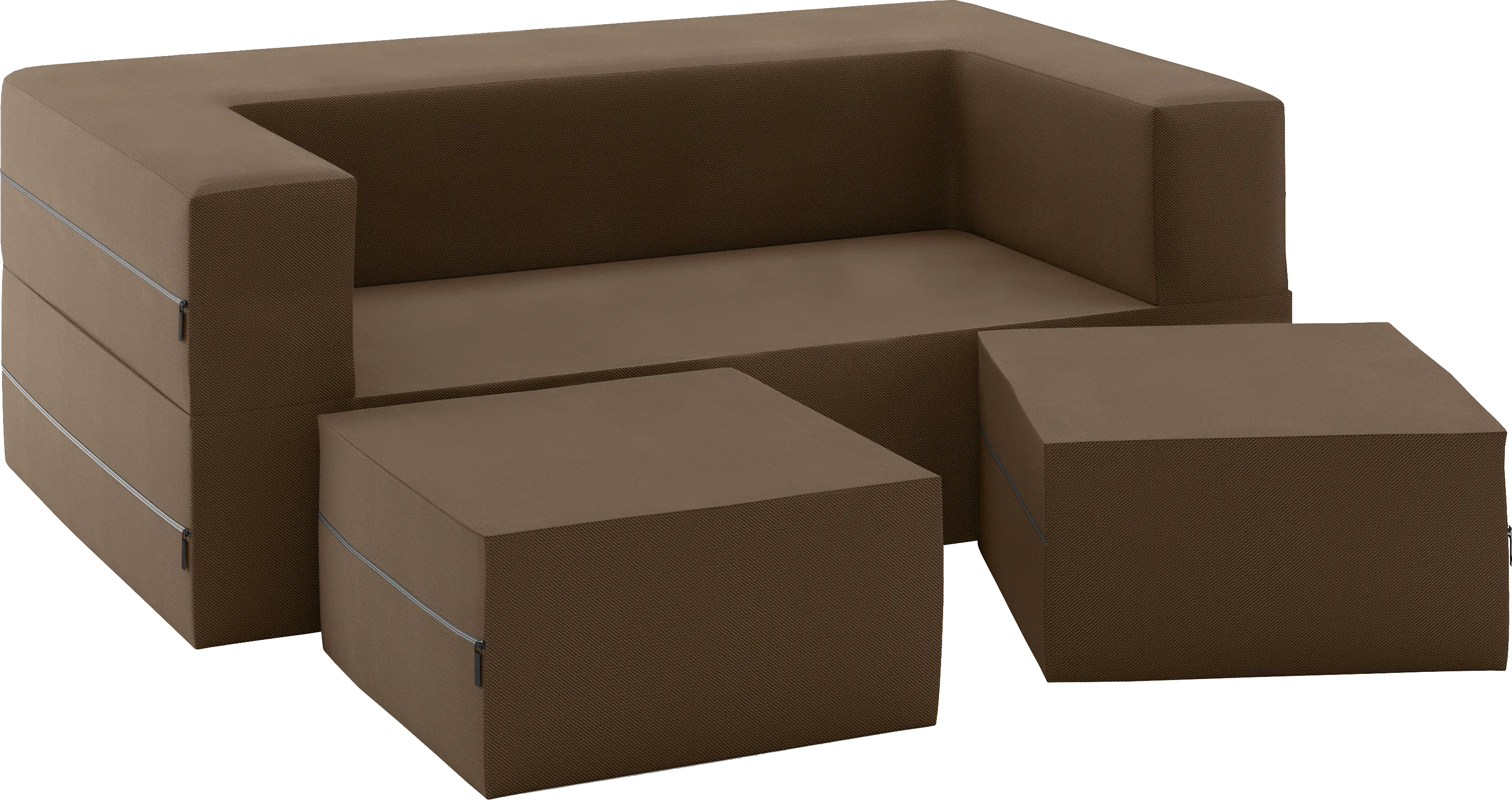 Kids Alfy Dark Brown Loveseat & Ottomans Set - Thumbnail - Image 1