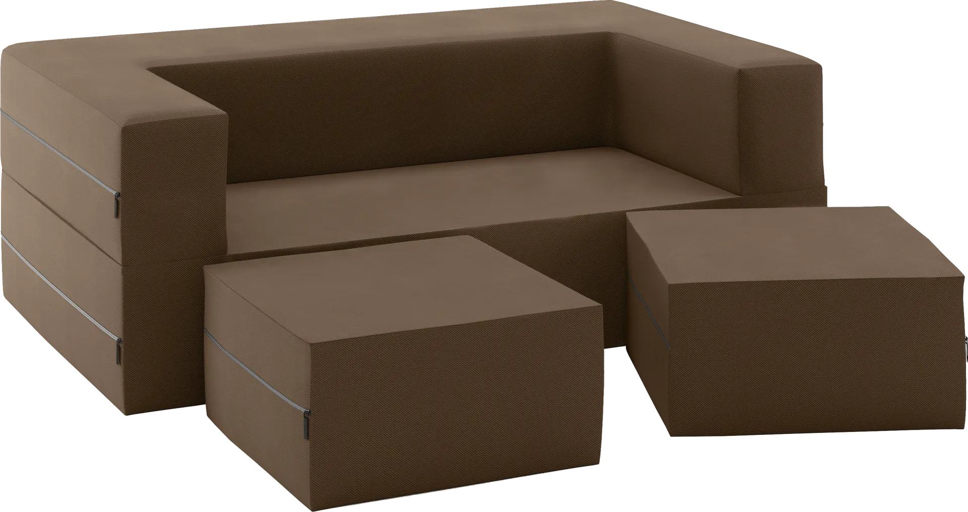 Kids Alfy Dark Brown Loveseat & Ottomans Set - Image 1