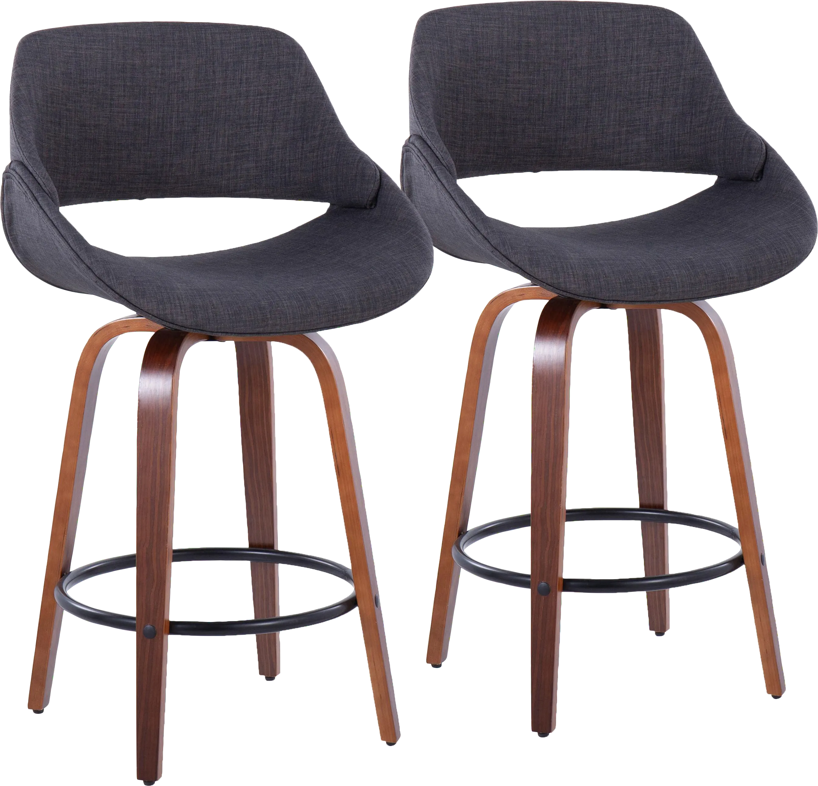 Inaran I Charcoal Swivel Counter Height Stool, Set of 2 - Thumbnail - Image 1