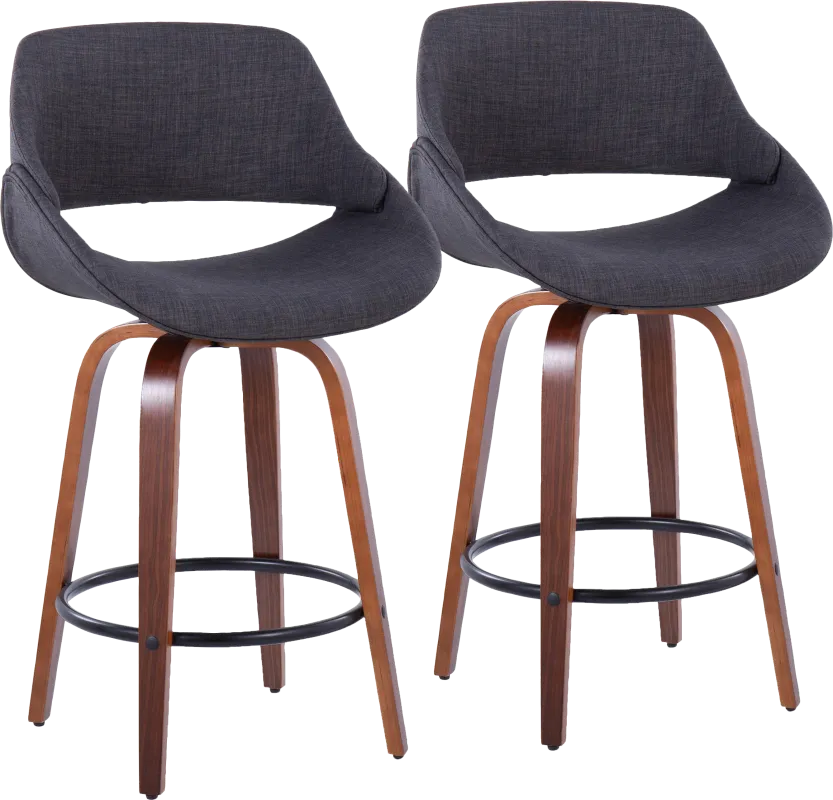 Inaran I Charcoal Swivel Counter Height Stool, Set of 2