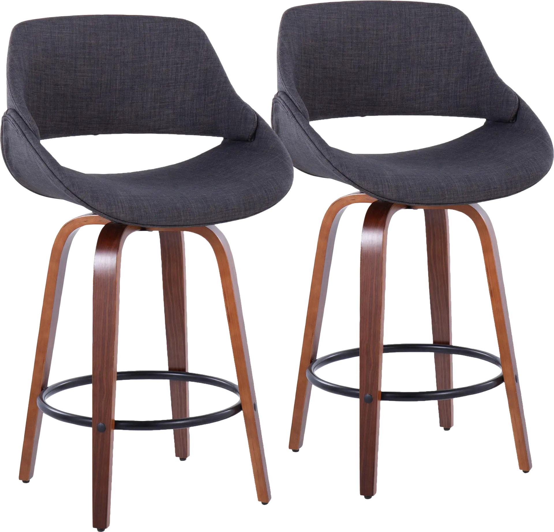 Inaran I Charcoal Swivel Counter Height Stool, Set of 2