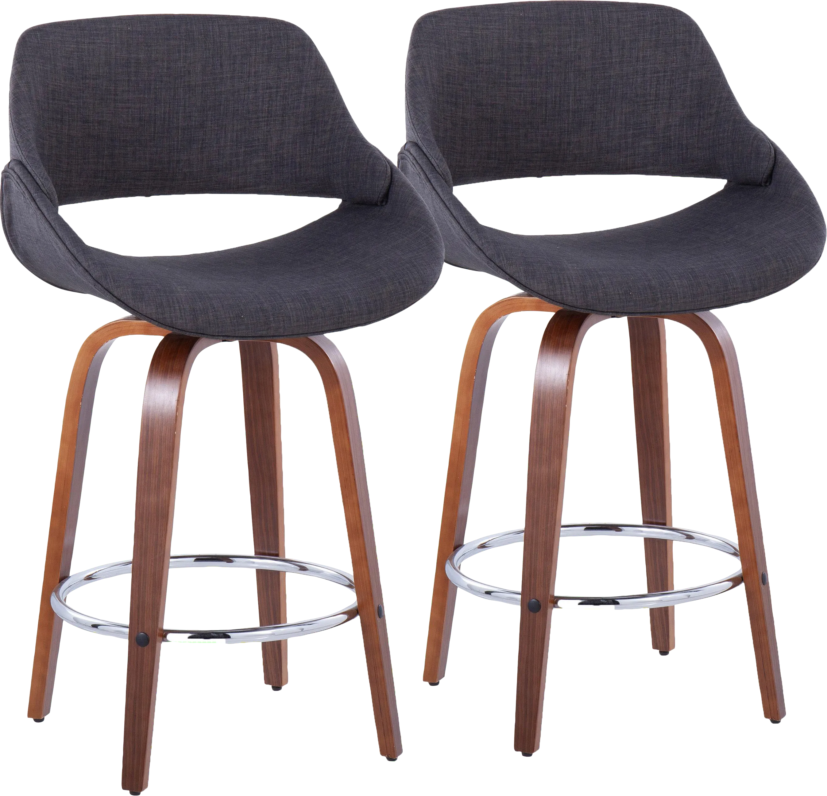 Inaran II Charcoal Swivel Counter Height Stool, Set of 2 - Thumbnail - Image 1