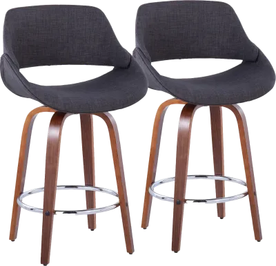 Inaran II Charcoal Swivel Counter Height Stool, Set of 2