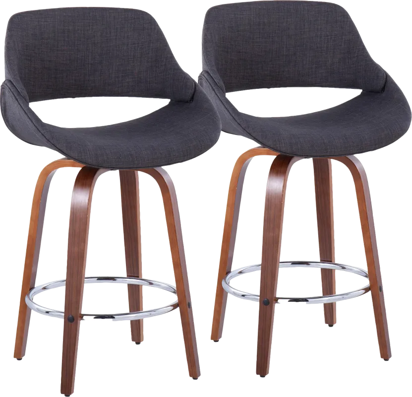 Inaran II Charcoal Swivel Counter Height Stool, Set of 2