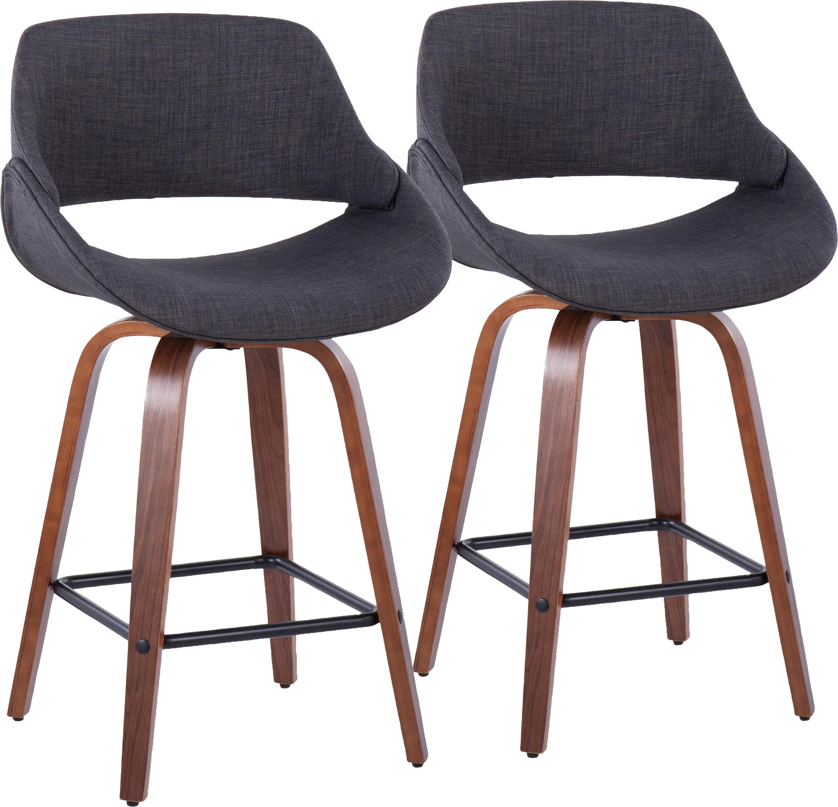 Inaran III Charcoal Swivel Counter Height Stool, Set of 2 - Thumbnail - Image 1