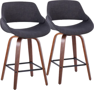 Inaran III Charcoal Swivel Counter Height Stool, Set of 2