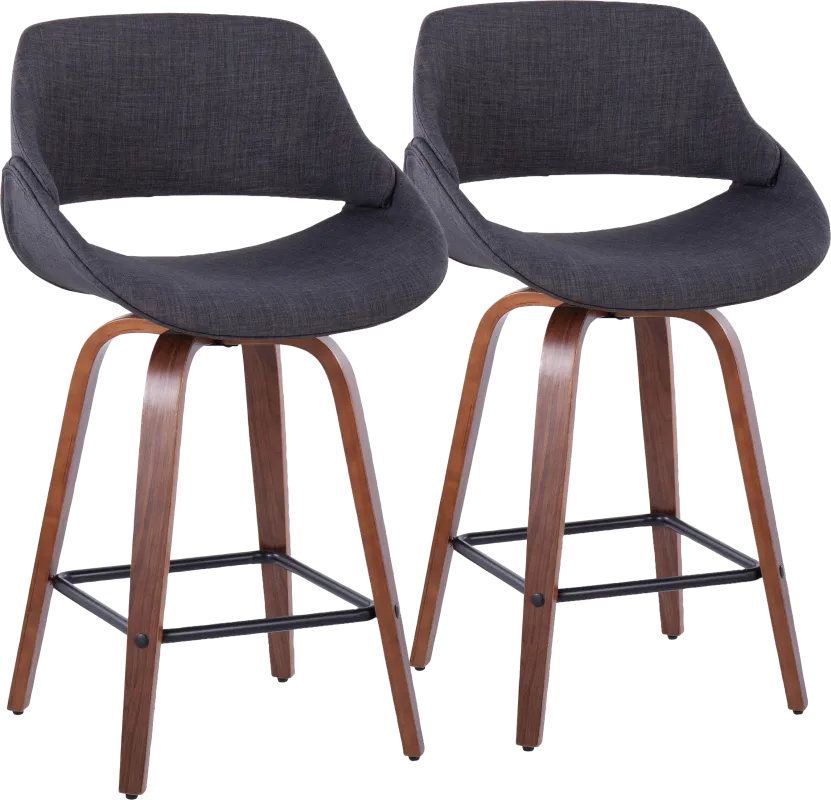 Inaran III Charcoal Swivel Counter Height Stool, Set of 2