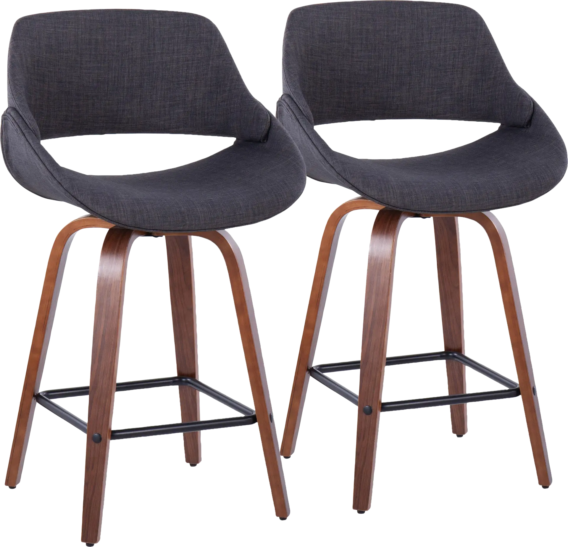Inaran III Charcoal Swivel Counter Height Stool, Set of 2