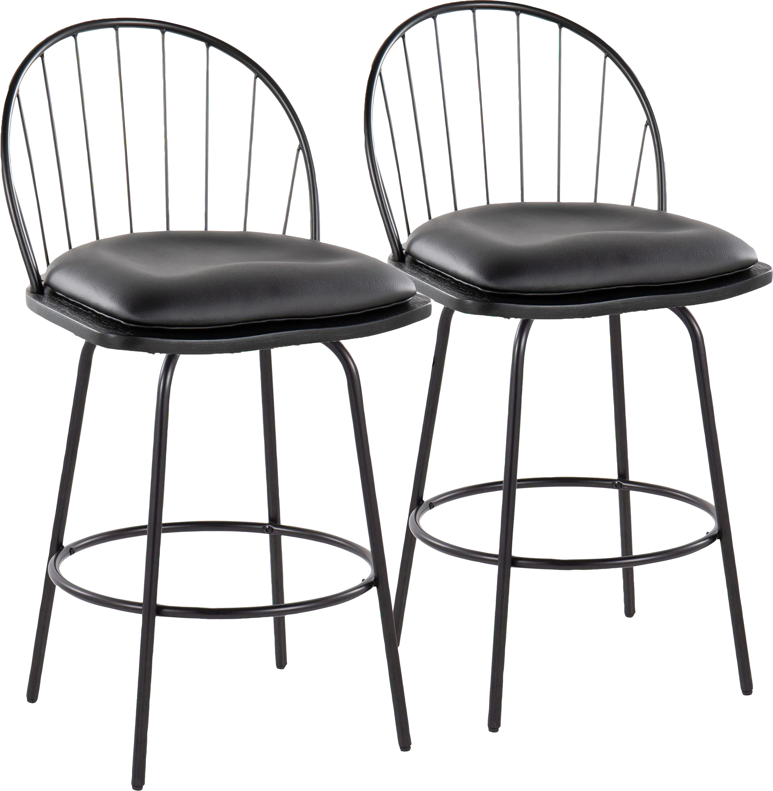 Charlias VI Black Swivel Counter Height Stool, Set of 2 - Thumbnail - Image 1