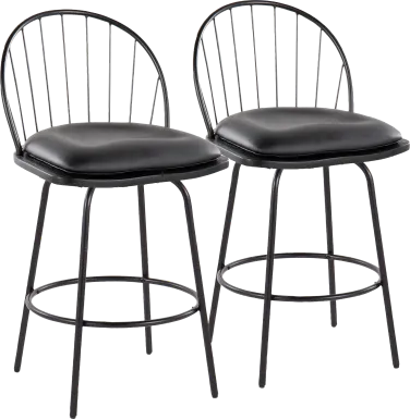 Charlias VI Black Swivel Counter Height Stool, Set of 2