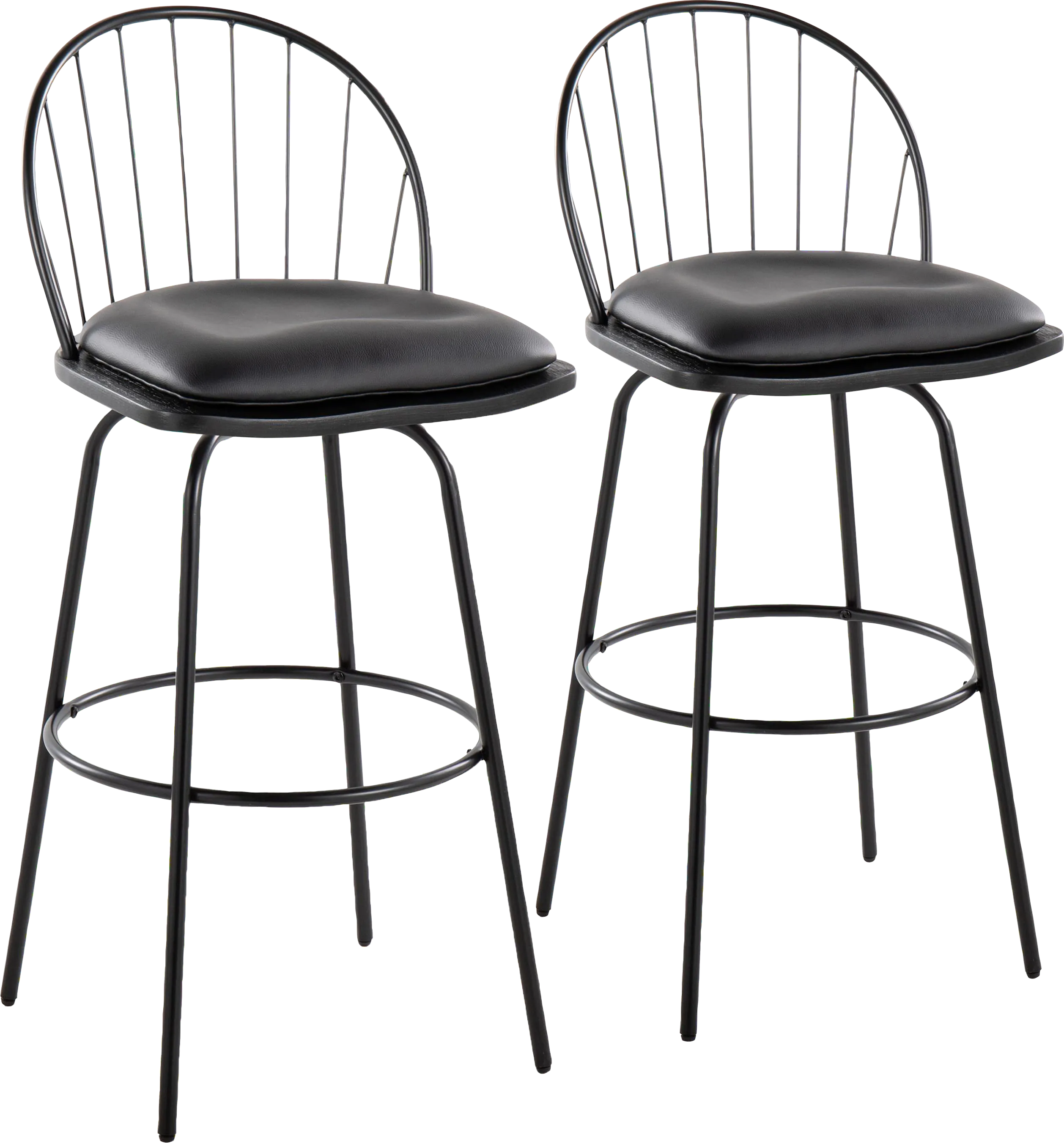 Charlias VI Black Swivel Barstool, Set of 2 - Thumbnail - Image 1