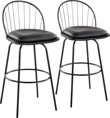 Charlias VI Black Swivel Barstool, Set of 2