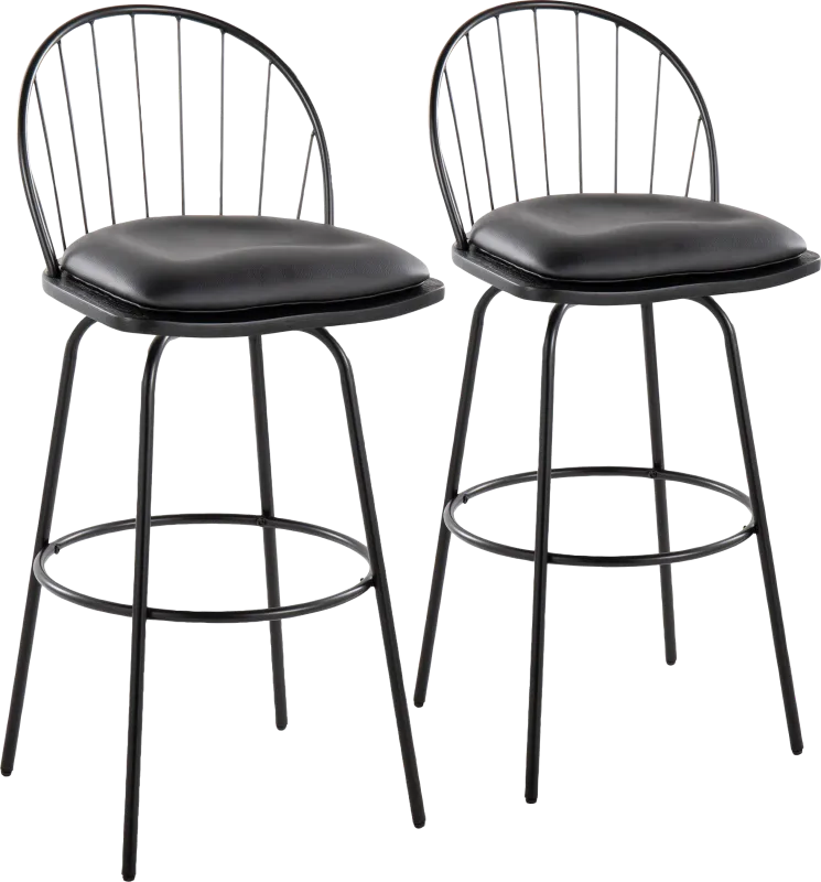Charlias VI Black Swivel Barstool, Set of 2