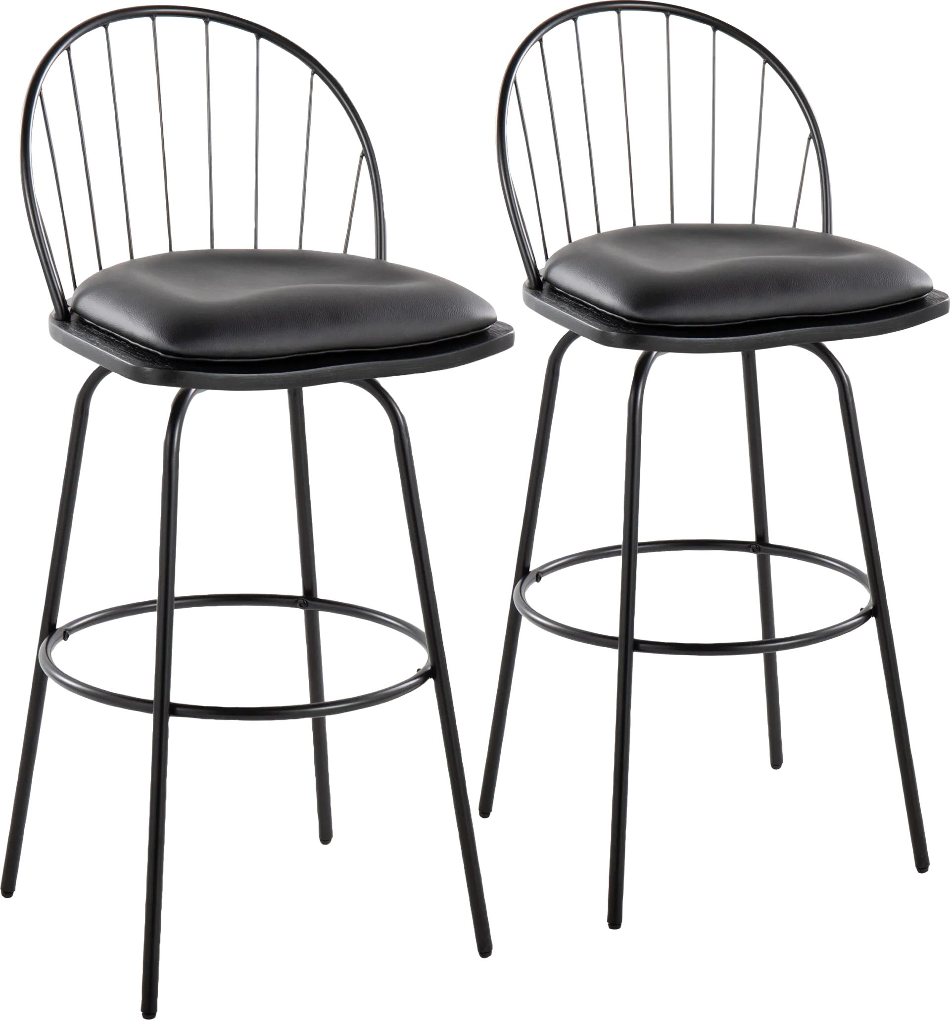 Charlias VI Black Swivel Barstool, Set of 2 - Image 1