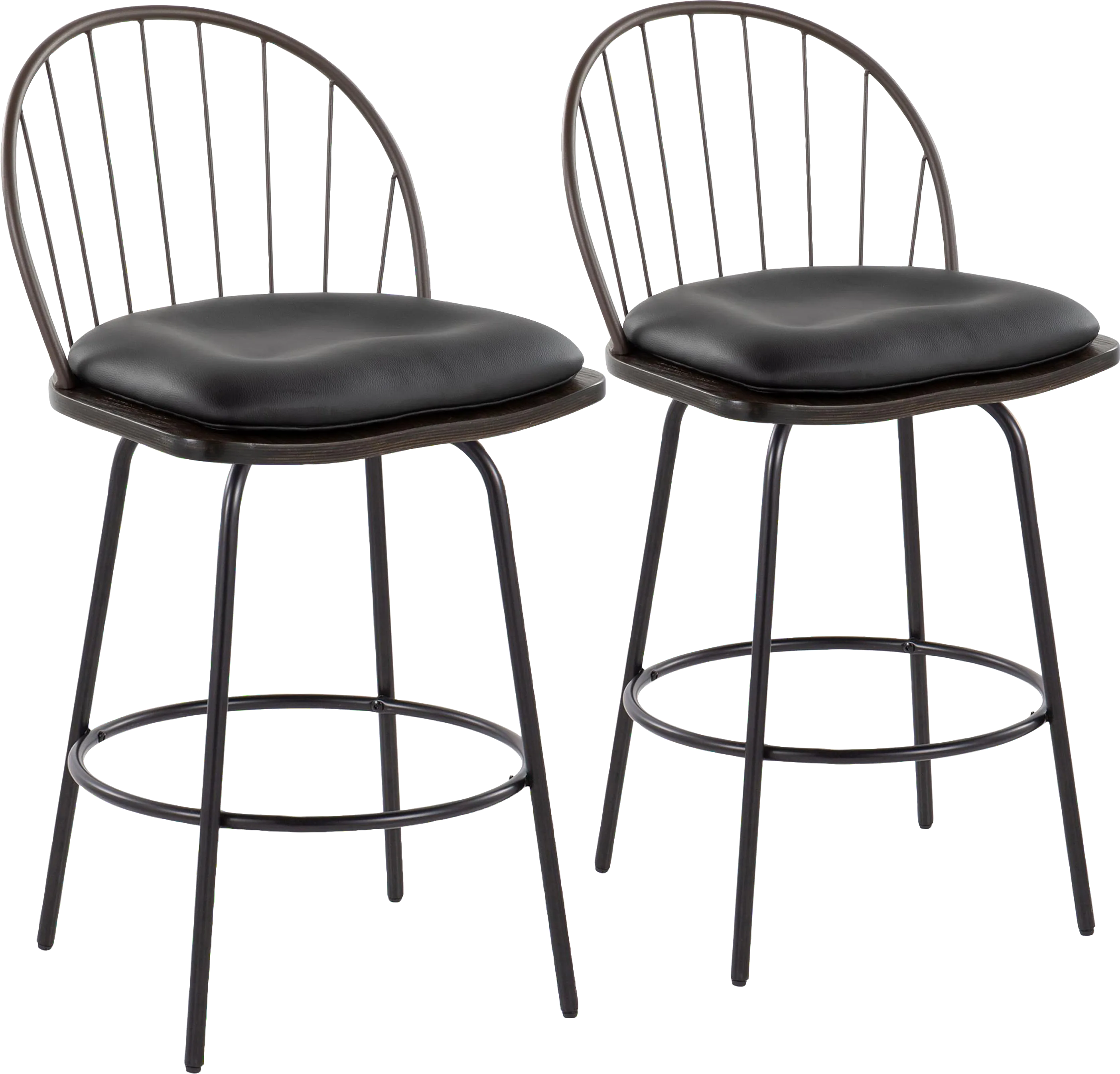Charlias VII Black Swivel Counter Height Stool, Set of 2