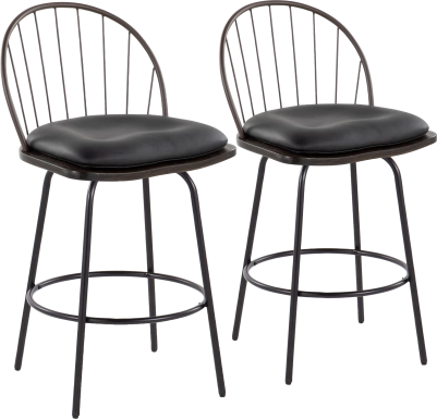 Charlias VII Black Swivel Counter Height Stool, Set of 2