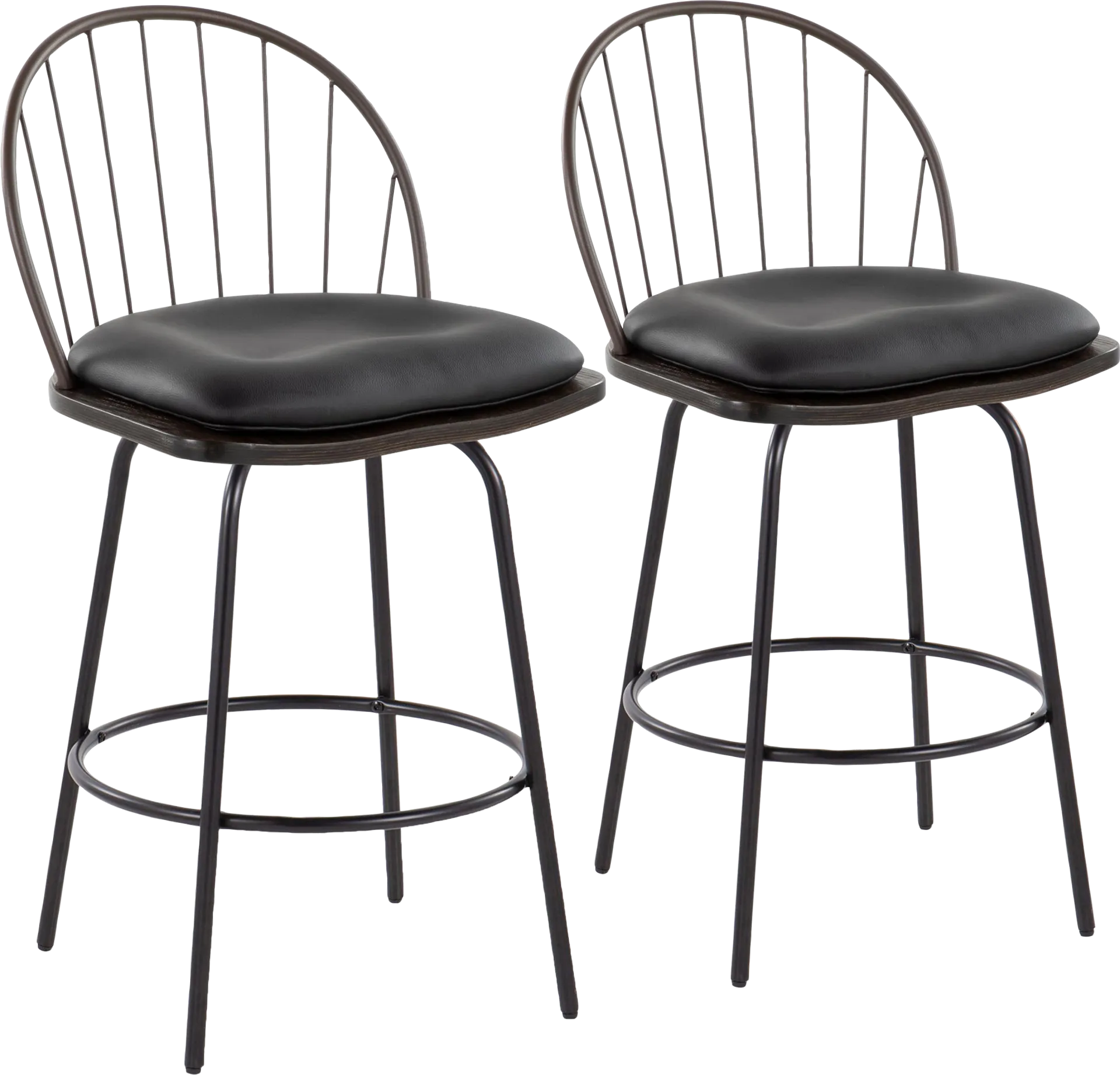 Charlias VII Black Swivel Counter Height Stool, Set of 2 - Image 1