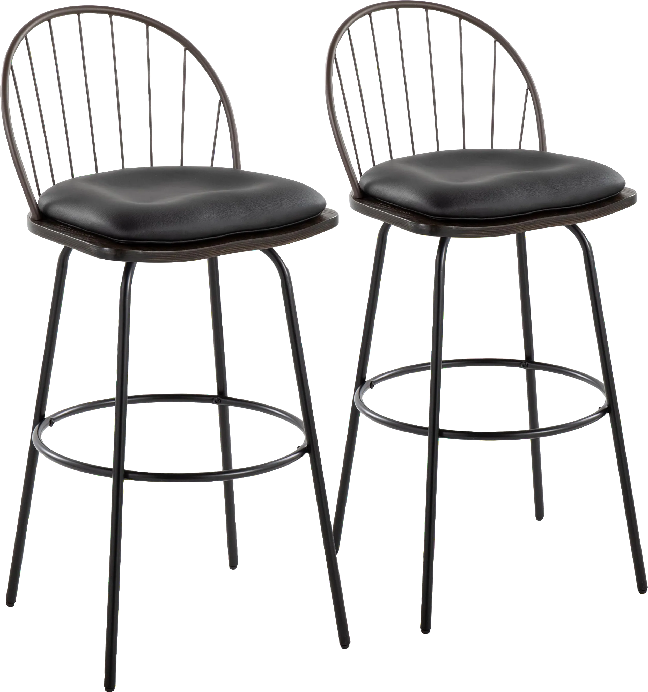 Charlias VII Black Swivel Barstool, Set of 2 - Thumbnail - Image 1