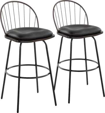 Charlias VII Black Swivel Barstool, Set of 2