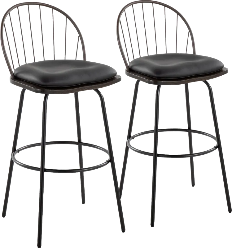Charlias VII Black Swivel Barstool, Set of 2