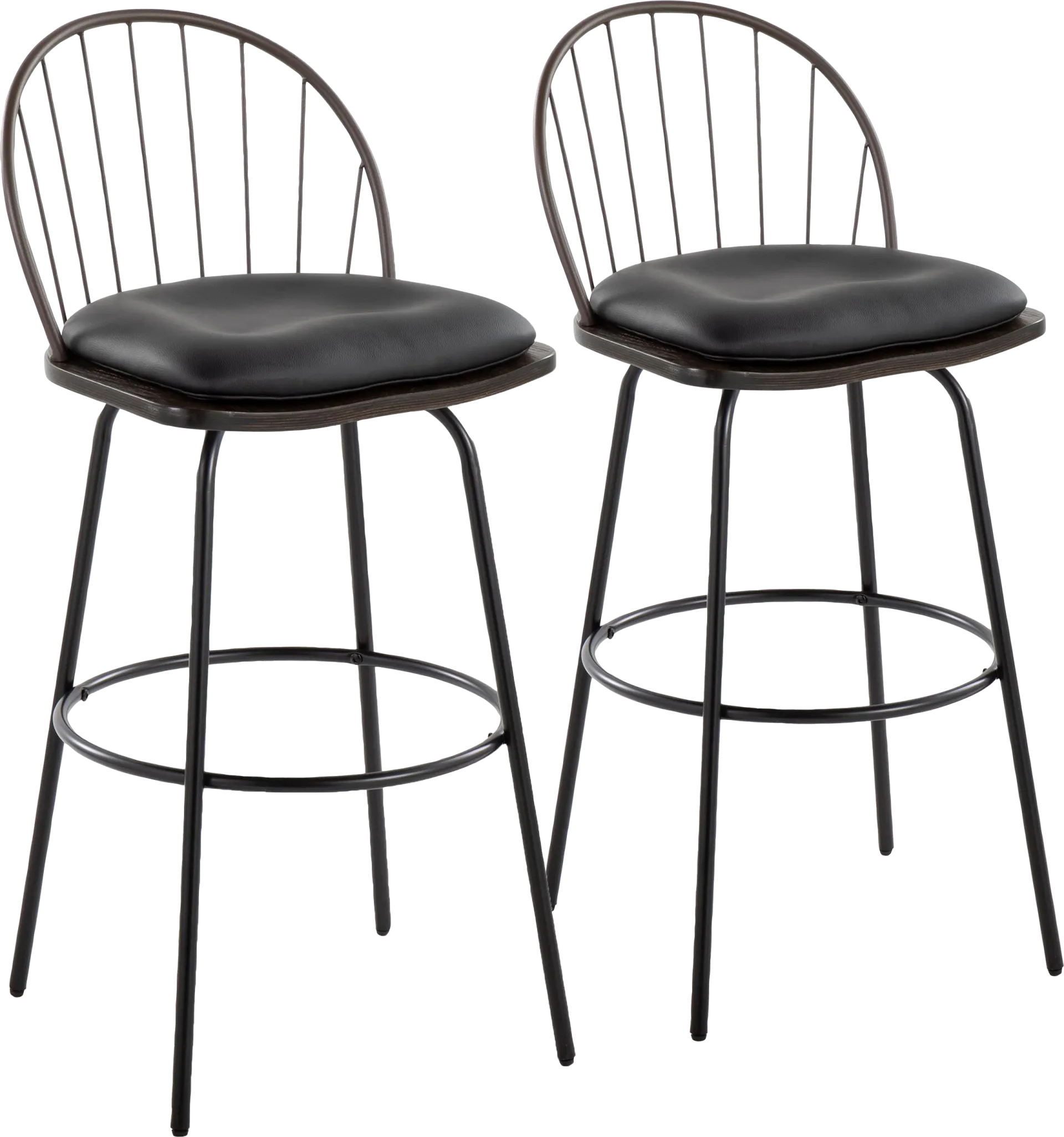 Charlias VII Black Swivel Barstool, Set of 2 - Image 1