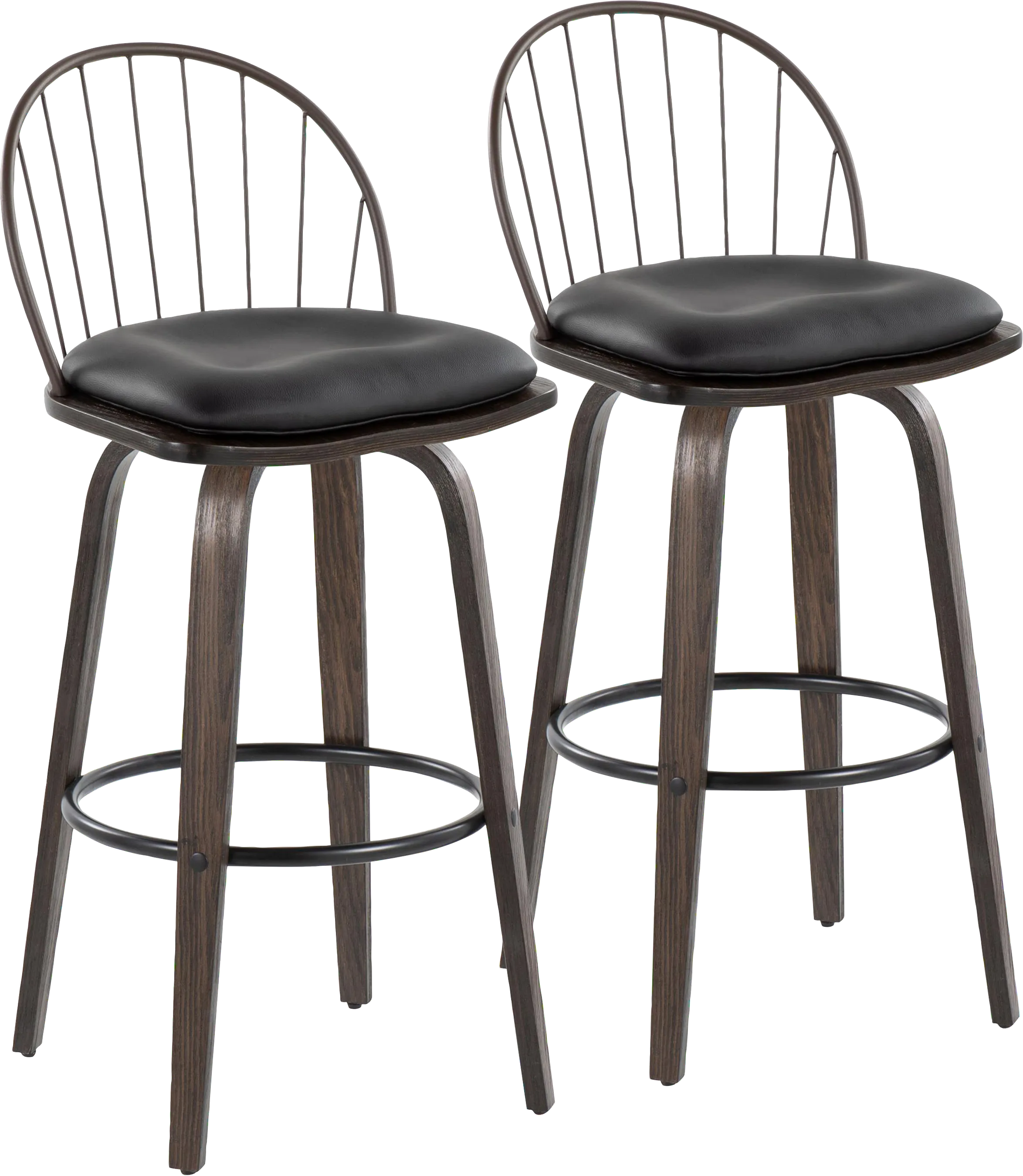 Charlias VIII Black Swivel Barstool, Set of 2 - Thumbnail - Image 1