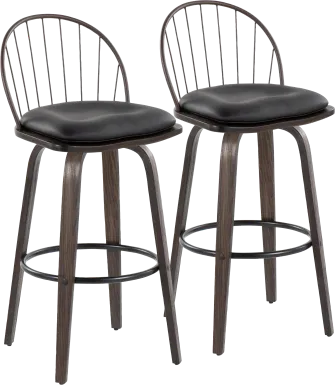 Charlias VIII Black Swivel Barstool, Set of 2