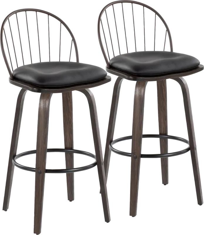 Charlias VIII Black Swivel Barstool, Set of 2