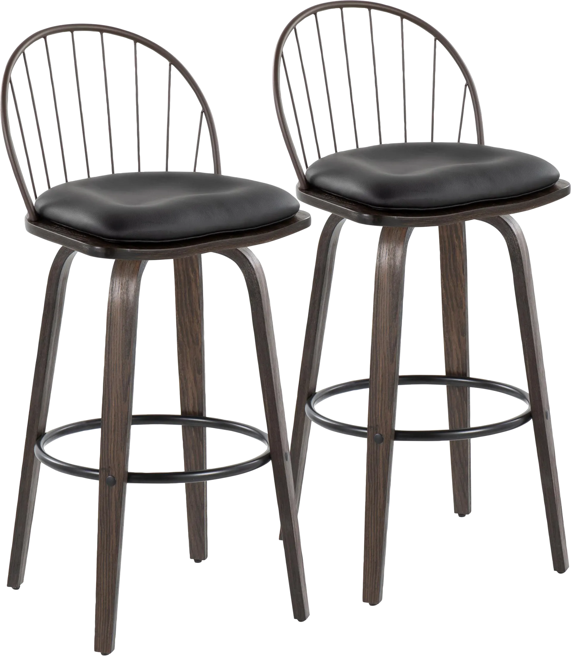Charlias VIII Black Swivel Barstool, Set of 2 - Image 1